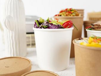China 100% Eco Friendly White Paper Salad Bowl With LID Manufacturer